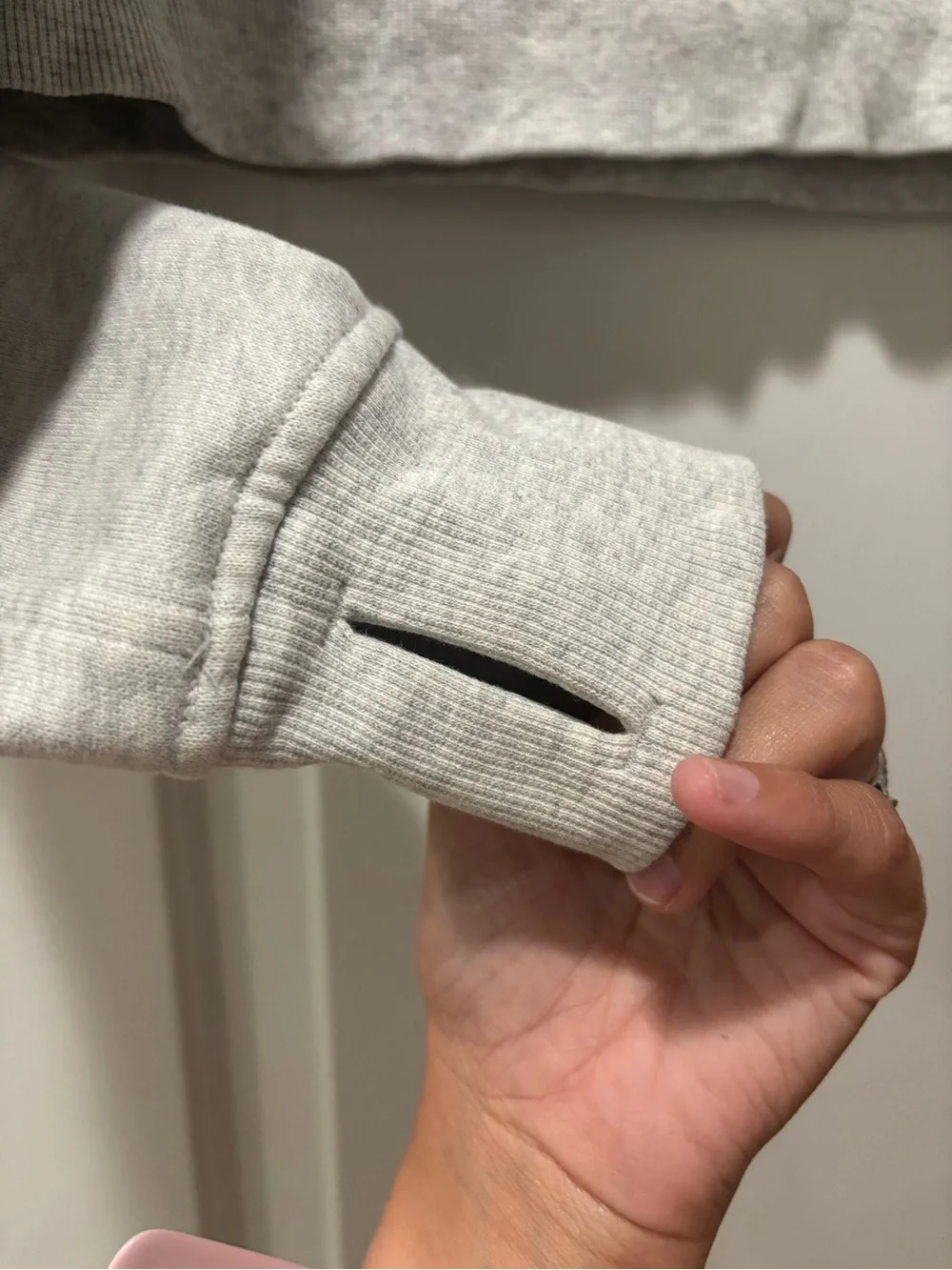 lululemon athletica Light Gray Cropped Half-Zip Hoodie Sweater